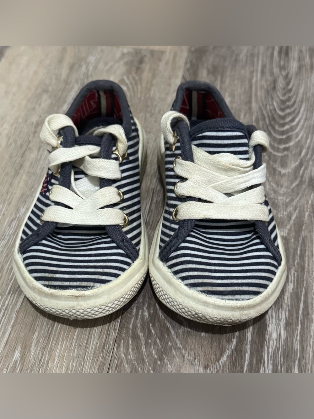 Tommy Hilfiger Navy & White Striped Kids Sneakers
